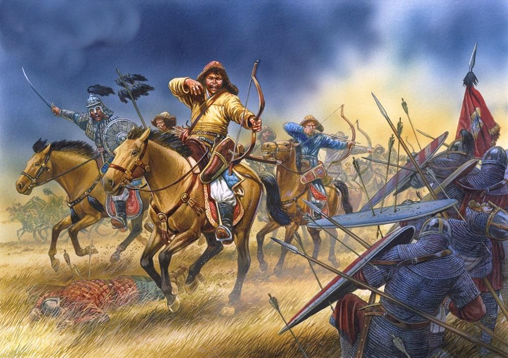 Нашествие монголо-татар на древнюю Русь которая оказалась под игом и так выживала почти весь 12 век.