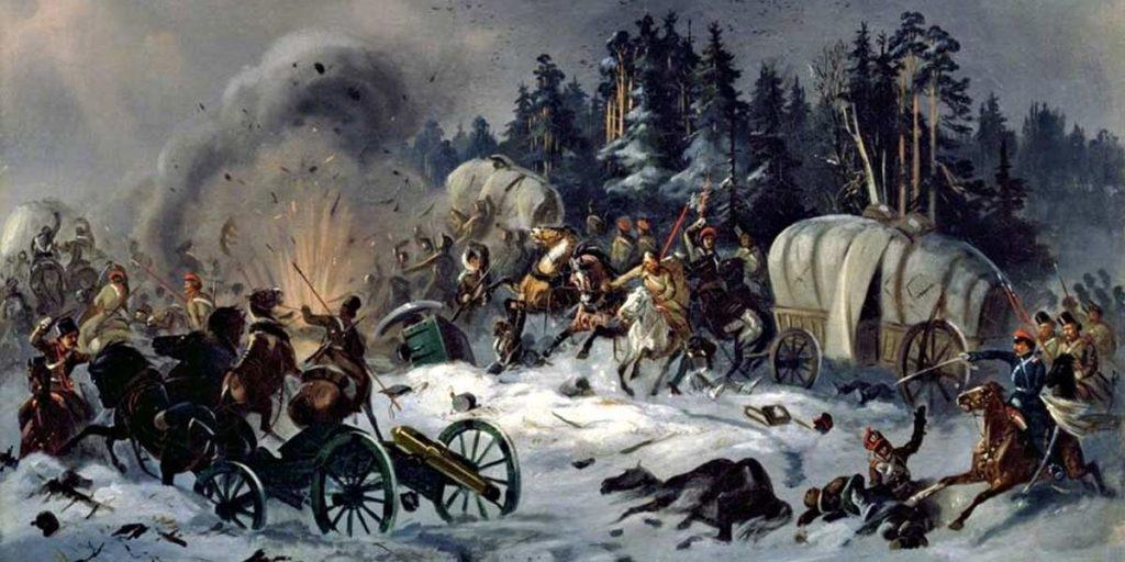 Когда была Великая Отечественная война 1812 года отряд Дениса Давыдова захватывал французские обоз с продовольствием и пленных солдат.