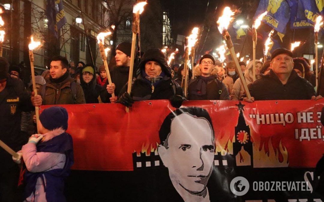 Факельный марш националистов в день рождения Бандеры в Киеве